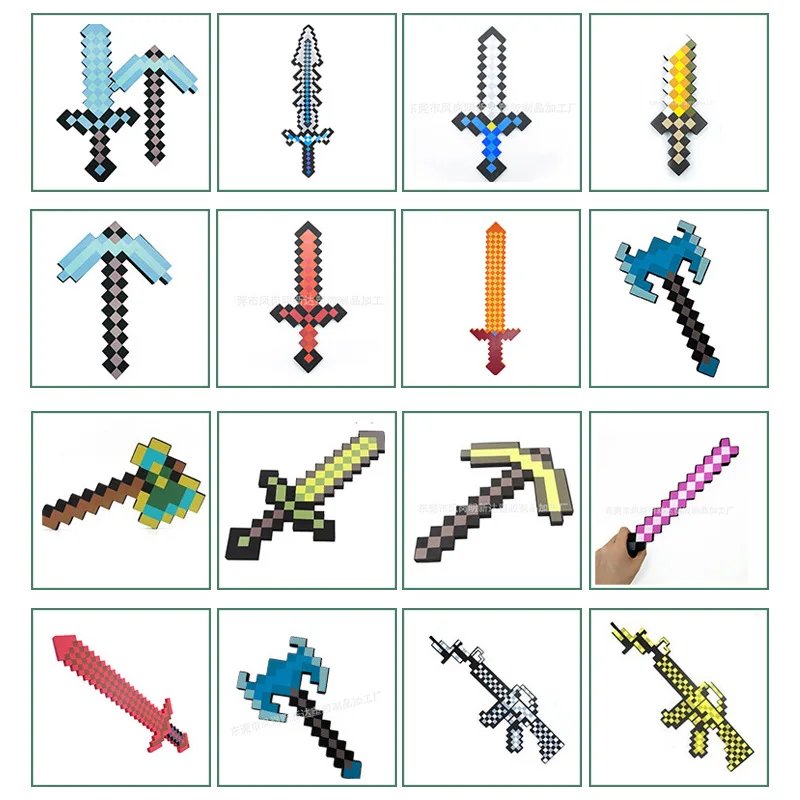New 37 style My World weapon Model Sword Mosaic pixel toys Sword EVA froth Kids Toys Sword