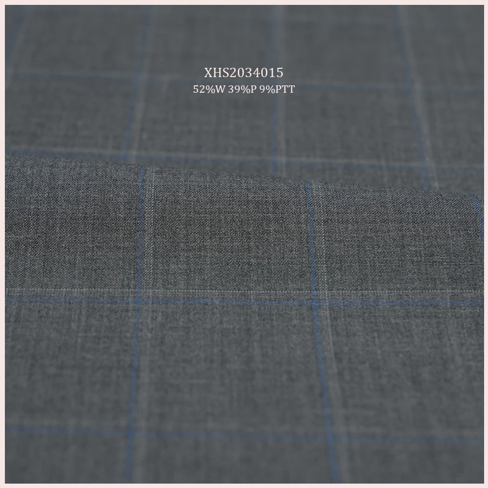 Stylish Blend Colors Check Design  wool Merino Wool Fabric 52% W 39%P 9%PTT  Blends Fabric  For Suit Casual Suit