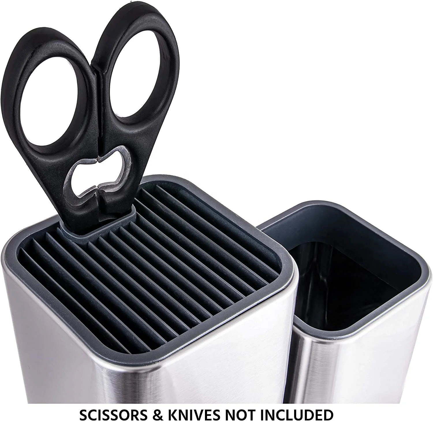 Easy Drainage Holes Stainless Steel Universal Magnetic Utensil Holder and Knife Block with Cutting Board Set