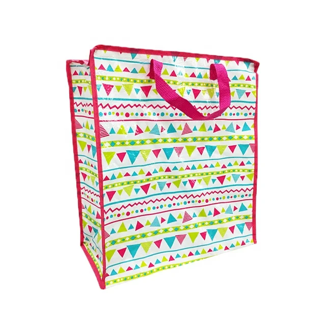 OEM/ODM PP Woven Tote Promotional Reusable Shopping Zipper Bags With Custom Logo