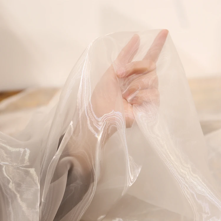 Wholesale Luxury Shiny Organza Dress Fabric Crystal Sheer Organza Fabric Free Sample Glitter Liquid Organza Fabric