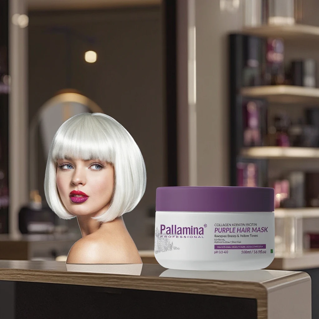 Pallamina Organic Hair Care Cream Mask With Collagen Keratin Biotin For Dry Hair No Yellow Or Silver Blonde Purple Hair Mask