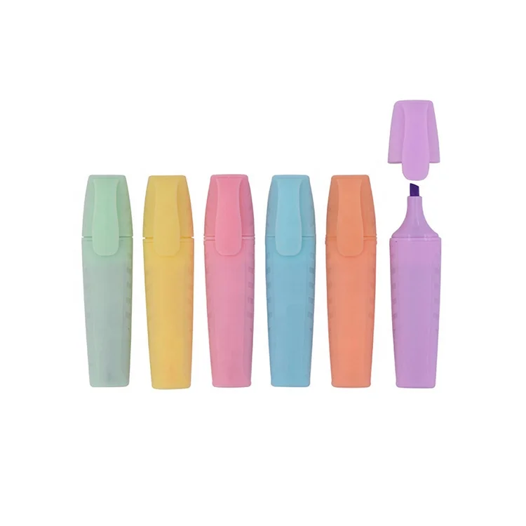 
Wholesale Custom Logo Plastic Flat Highlighter With Clip Pastel Color Highlighter Pen Supplier 