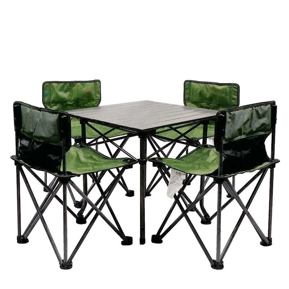 OEM Lightweight Metal Foldable Outdoor Portable Family Picnic Folding Camping Egg Roll Table And Chair Set