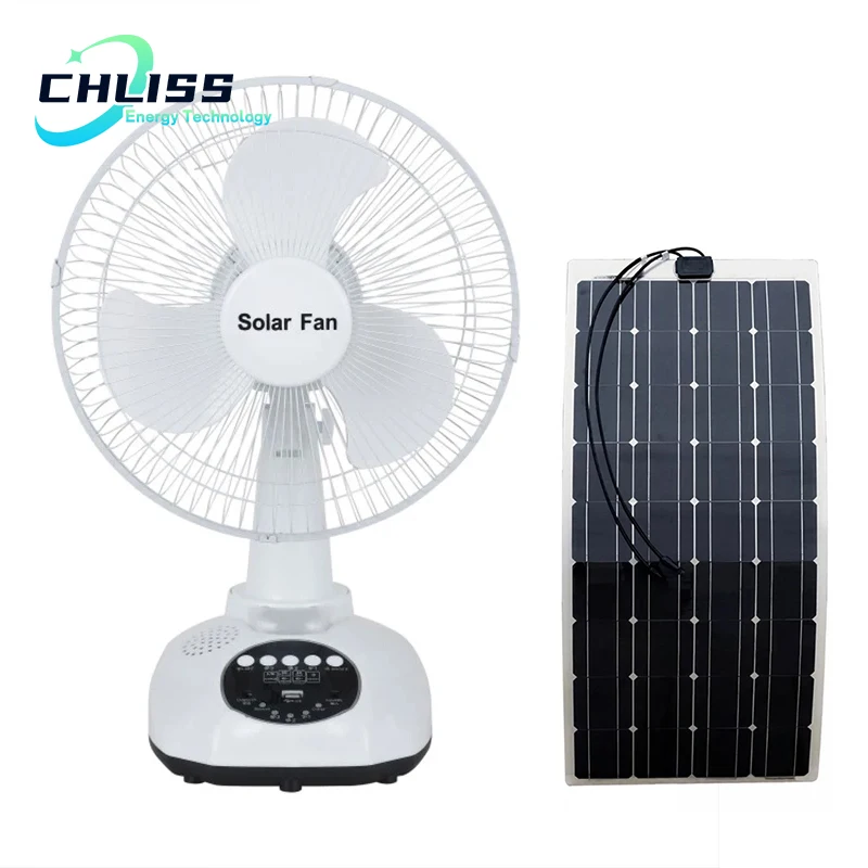 Chliss 8 inch 12 inch 16 inch customizable 300a solar power rechargeable fans for home price