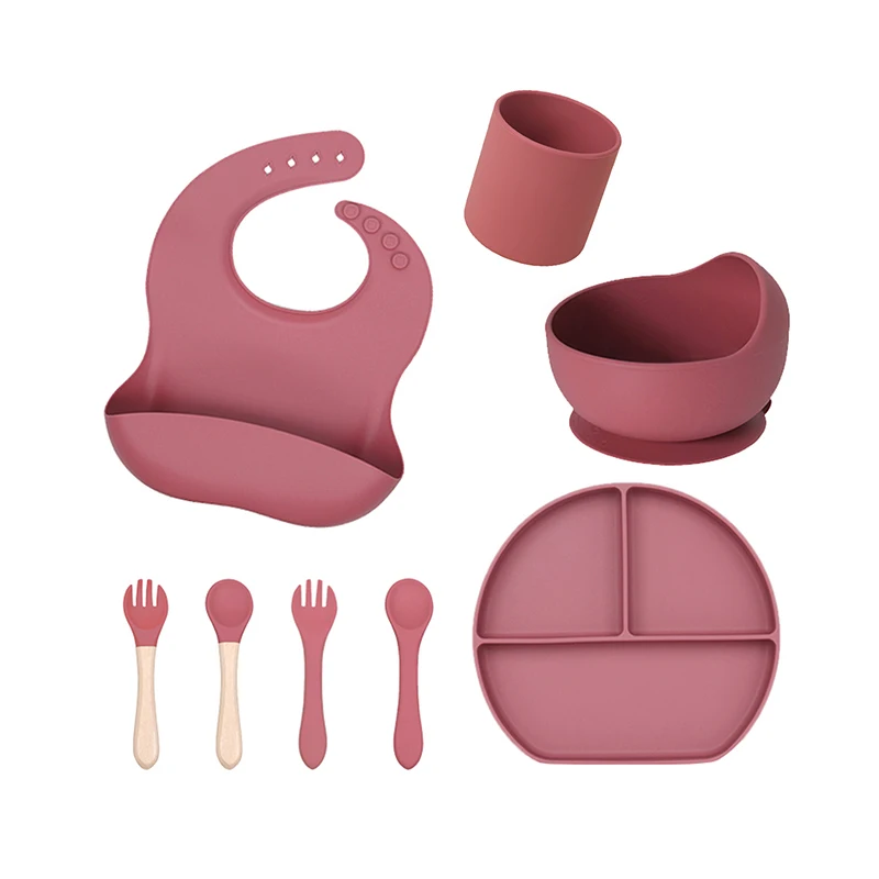 Cartoon Rice Bowl Gift Baby Feeding Eco Silicone Tableware Set Baby Bib Plate Custom Top Seller Supplies Silicone Tableware