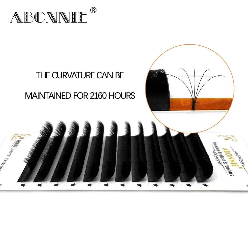 Abonnie J B C CC D DD L LC LD M Curl Easy Fan Eyelash Extention Cashmere Easy Fan Lashes With Logo