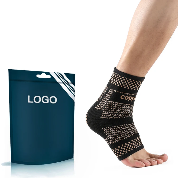 Wholesale quality elastic compression copper ankle brace/copper ankle support for sprain prevention