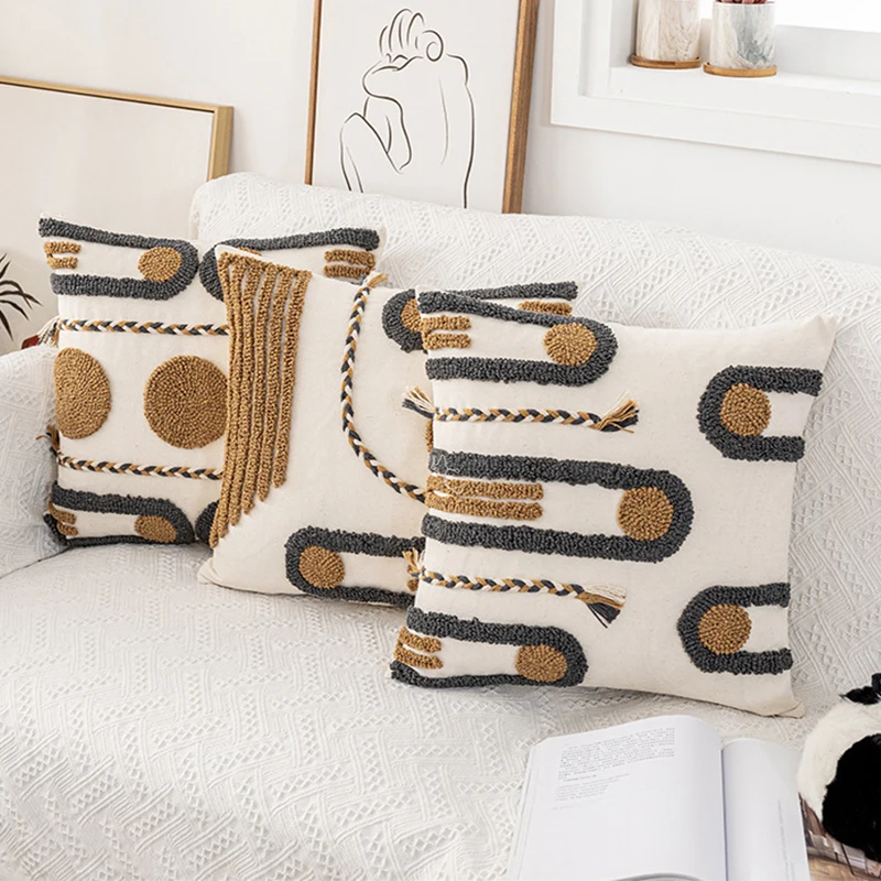  Amity Pattern Pillow Cover Case Sofa Pillow Cover Decorative Tufted Cushion Covers Wholesale Geometric Machine Wash Embroidery