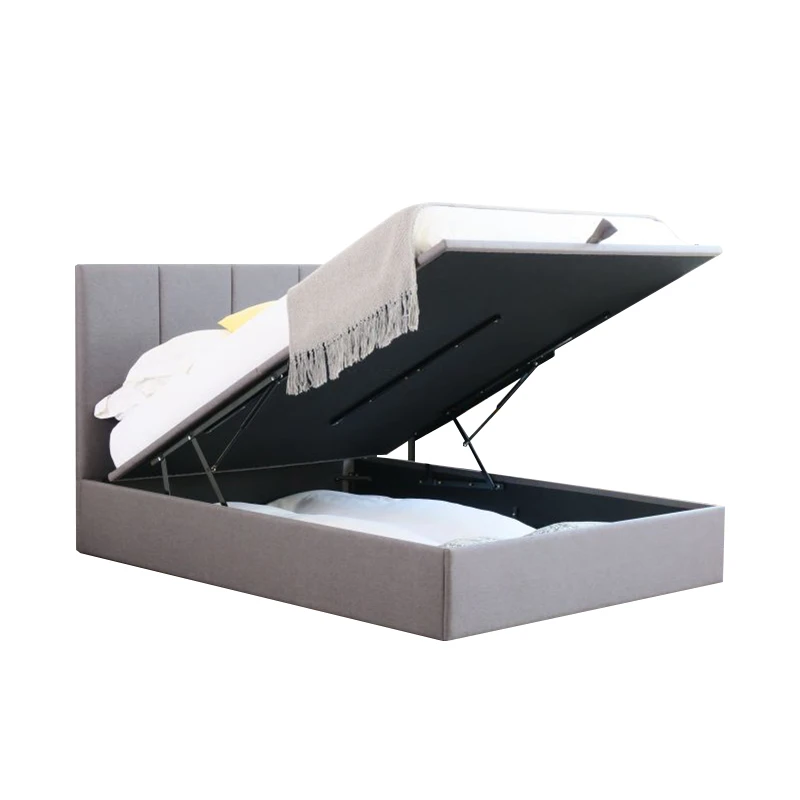 Custom designed modern storage bed fabric black wholesale furniture double king size bed ottoman storage bed