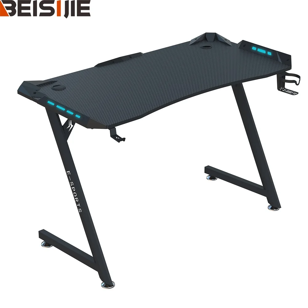 Beisijie Wholesale Price Z-Frame Stable Table for PC Gamer Used Gaming Table Computer Desk with RGB Light