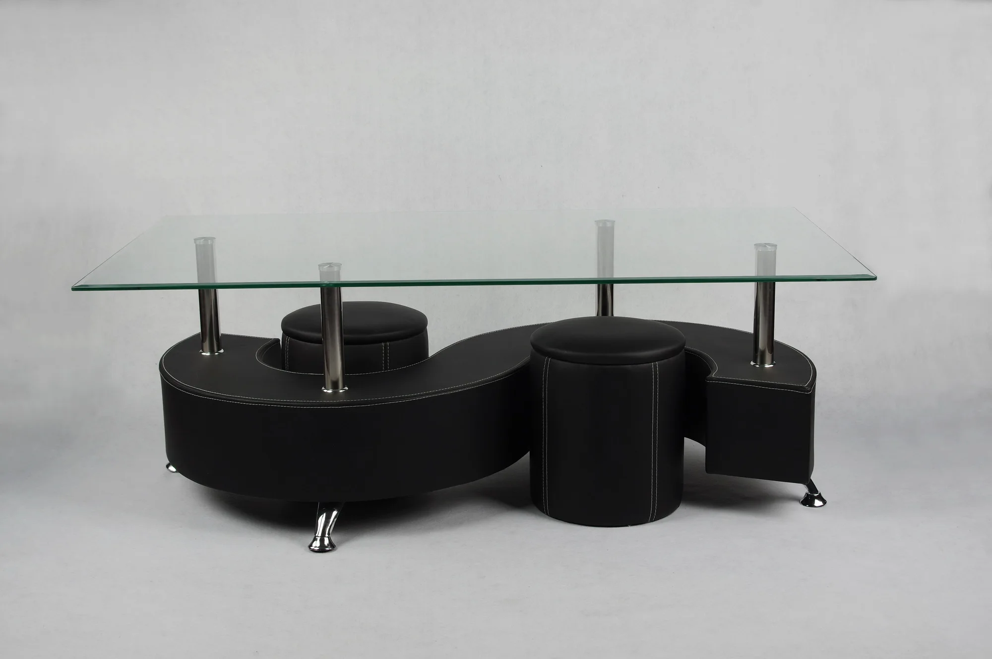 
hot sale classic coffee table black with S shape 
