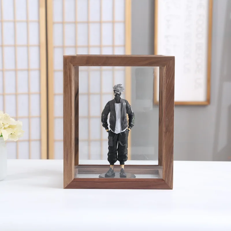 Hand made toy solid wood display Transparent wooden baby tissue box toy toughened glass LEGO storage box