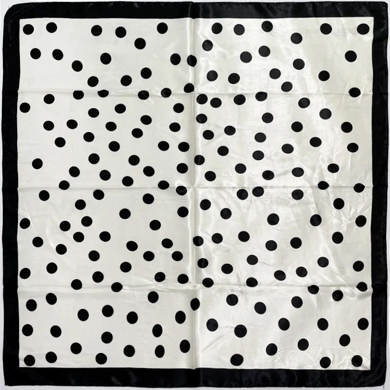 Wholesale Fashion Women Square Silk Head Scarf Polka Dot Printed Satin Silk Hijabs Scarves 90x90