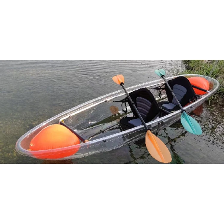 Professional Manufacturer Kayaks Sit On Top Tandem Clear Bottom Transparent Canoe Kayak With Paddles For Sale