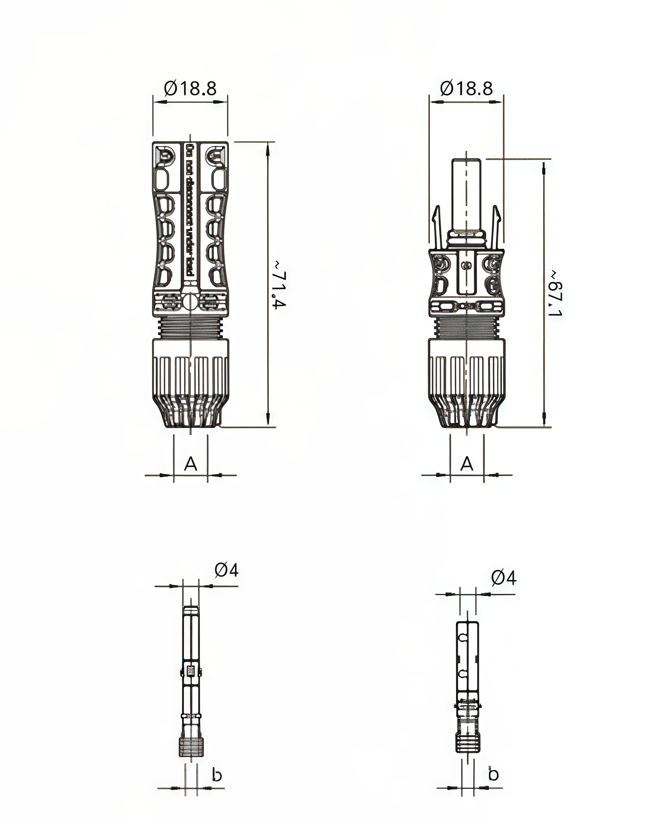 Female and Male Cable Coupler MC4-Evo2 N-Type PERC HJT for Solar Panels