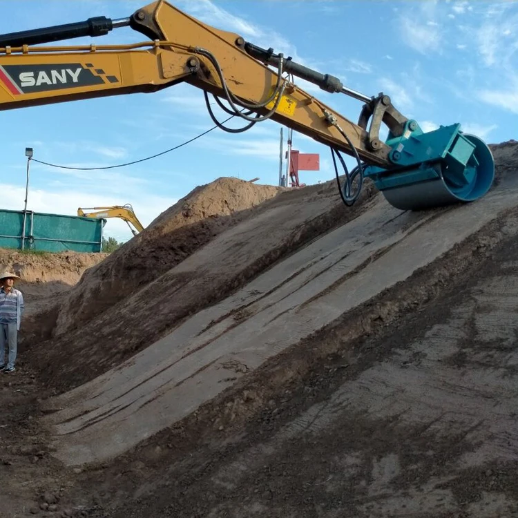 Self cleaning drum Slope Compactor for Excavator usefulfor Digging And Levelling Soil Irrigation Canal the trench pit compaction