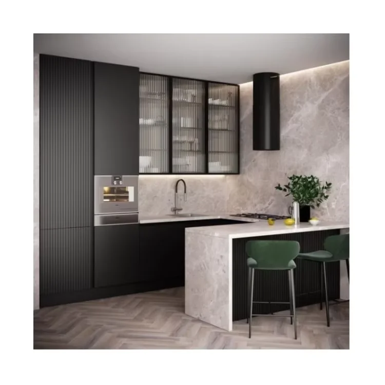 USA Modern Pantry Living Room Pantry Solid Wood Kitchen MDF Island High Quality Furniture Cupboards Storage Cabinet Set Design