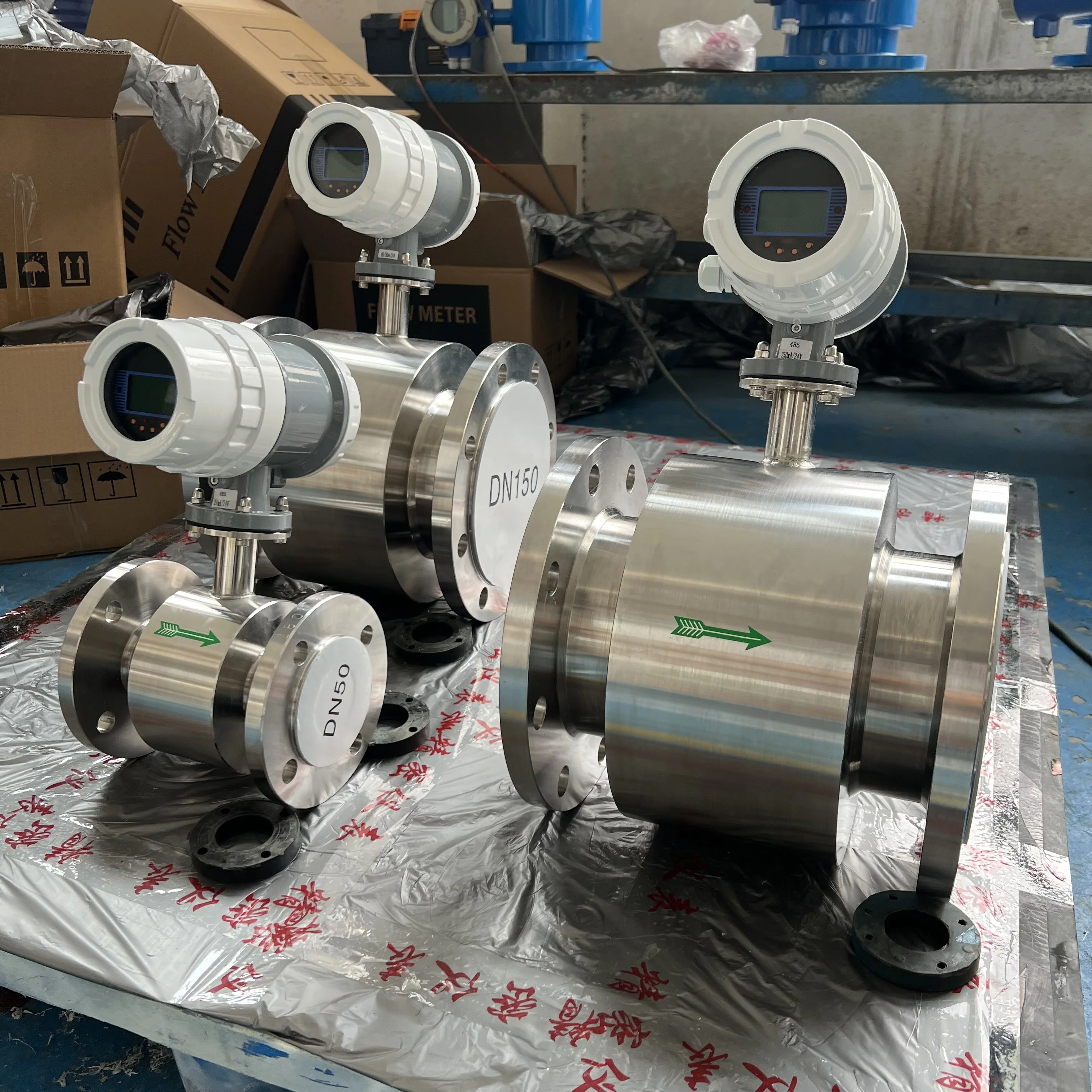 LCD Display Digital DN50 Waste Water SS304/316L Electromagnetic Flowmeter