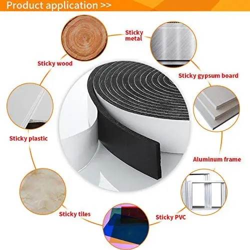 Color Yellow Grey Black Blue 1cm 4mm Thick Spooling Adhesive Double Sided Pe Eva Acrylic Foam Tape For Cars Glazing
