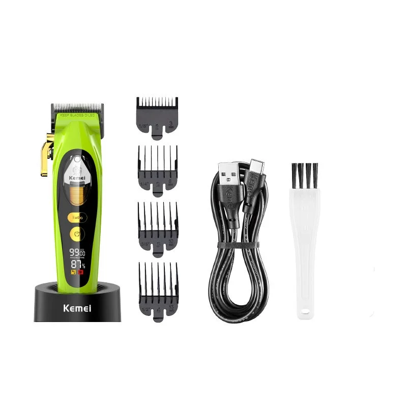 Kemei KM-2035 Hair Clipper Barber Professional Cordless Hair Trimmers 9000 RPM Magnetic Motor Hair Cutting Machine With Base