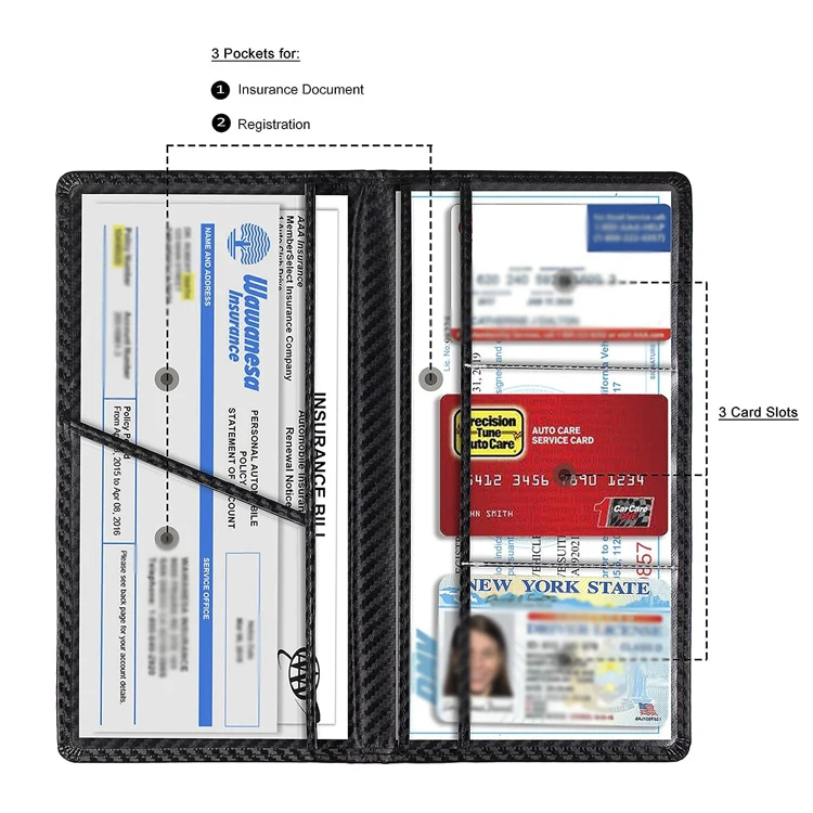 Car Registration and Insurance Card Holder Vehicle License Document Organizer