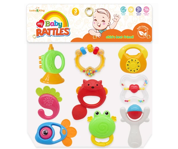 12PCS Educational Rattle Toys Plastic for Babies Small Rattl Set Children Baby Rattles