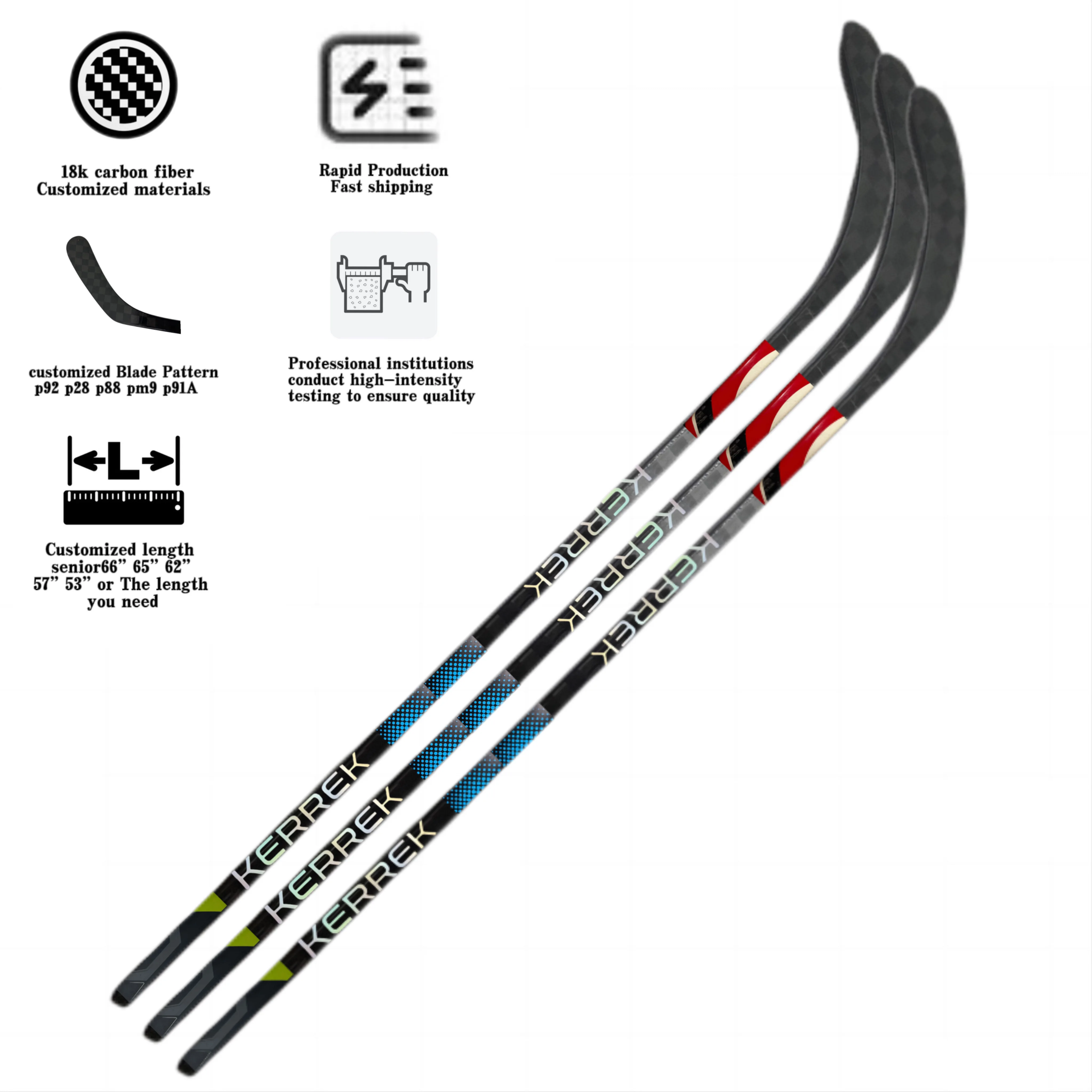 Factory Price Ice Hockey Stick Grip Carbon Fiber Composite Goalie Stick 4 Lie Ice Hockey Starter Set For Kids&Teenagers&Adults