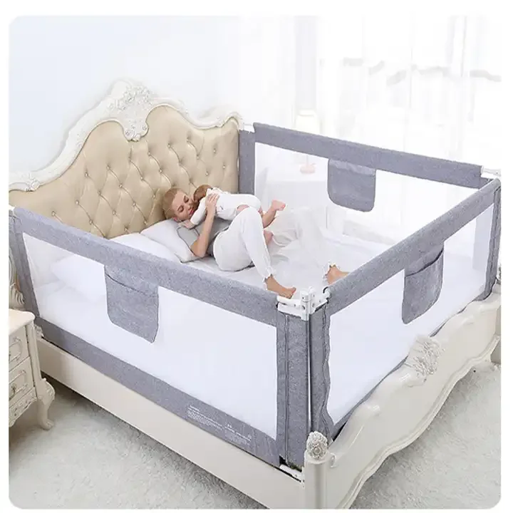 2023 New fashion baby safety fence New design height adjustable baby bed guardrail Foldable baby safety fence