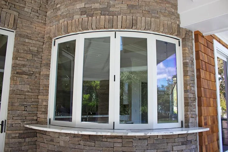 Windproof Horizontal Aluminum Glass Folding Door Window for Kitchen