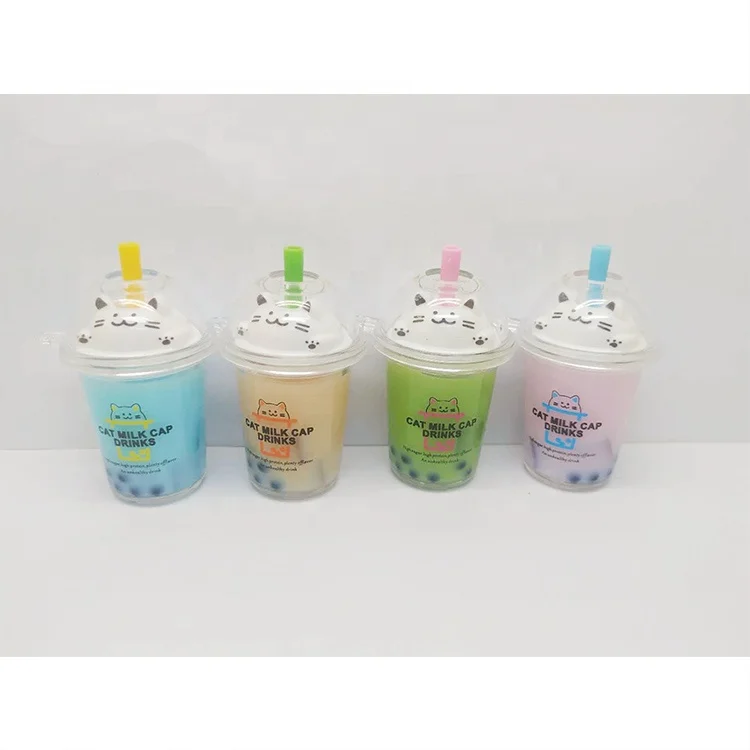 Custom Print Acrylic Mini Drink Liquid Boba Keychain Cute Cartoon Milk Tea Beverage Floating Keyring