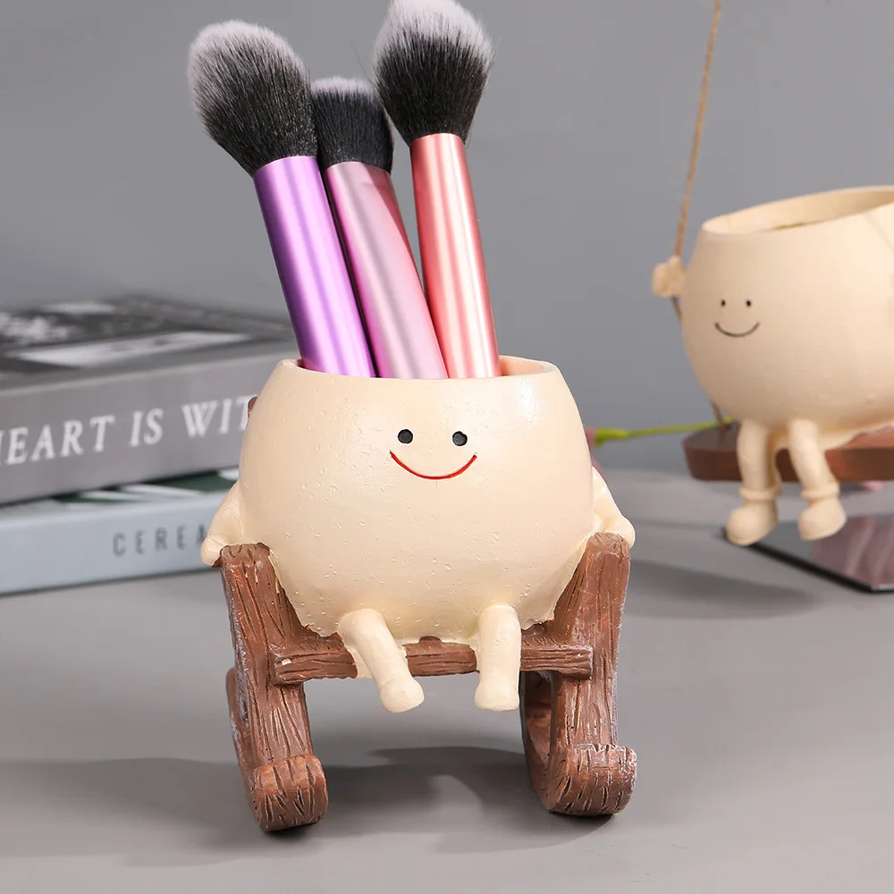 Swing Jar Small Flower Pot Smiling Face Rockchair Mini Succulent Pot Home Garden Decoration Ornaments Room Green Plant Pendant