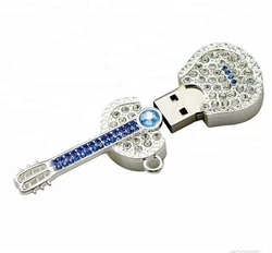 Luxury 4gb 16gb 64gb 128gb Beautiful Pen Drive Guitar Crystal Memory Stick Diamond Jewelry Usb Thumb Gifts Flash Drive
