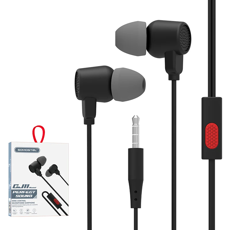 SOMOSTEL SMS-CJ11 Hot sale mobile phone accessories new products Microphone In-ear Wired 1.2m Headphone 3.5mm earphone for phone