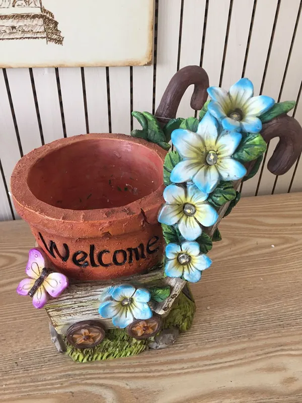 new design outdoor solar led lighting garden decorative flower pot and planters