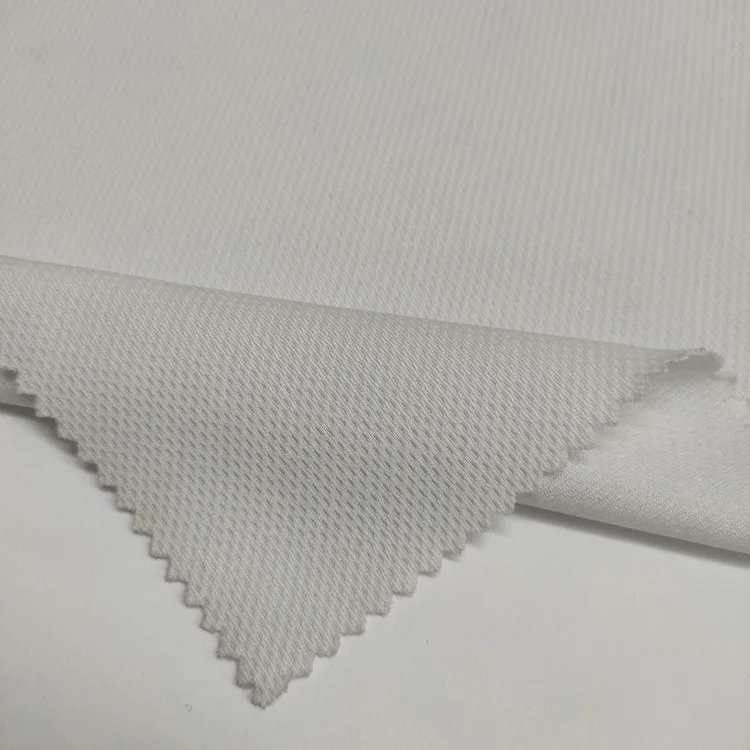 White Birds Eye Mesh Knit Fabrics 100% Polyester Two Way Stretch Sportswear Power Mesh Fabric