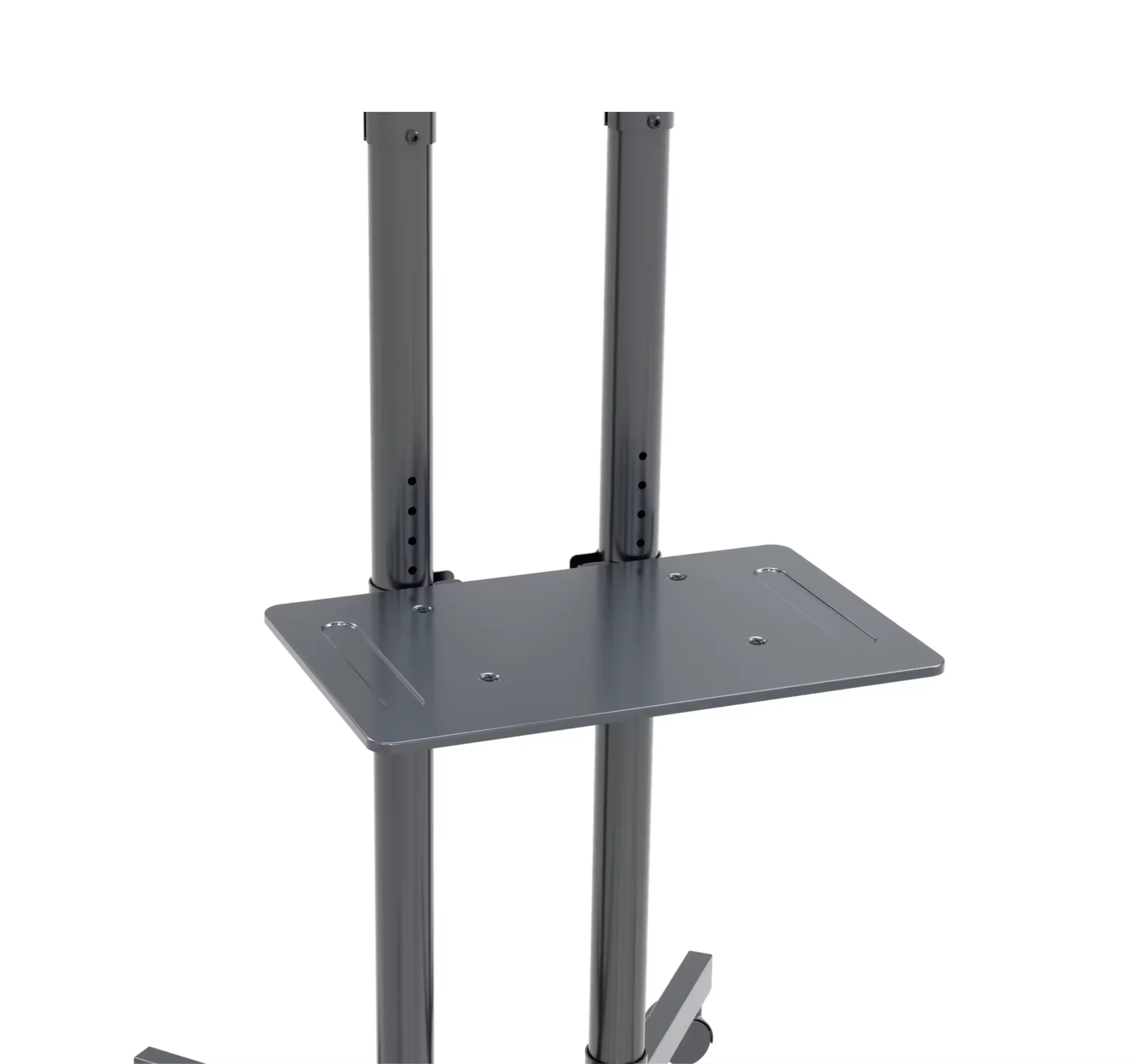 Ergonomic Movable TV Cart Portable Adjustable Mobile Stand Cart Trolley Stand with Tray above Wheels for 55-85