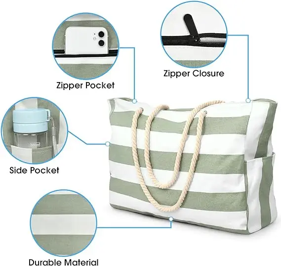 Beach Bags for Women Large Waterproof Beach Tote with Zipper Beach Bags Waterproof  Swim Pool Bag Large Tote
