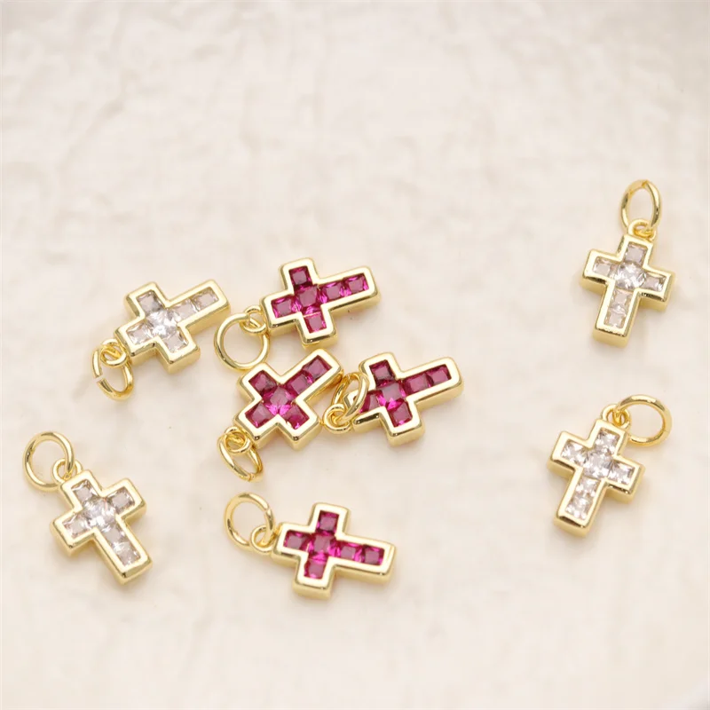 Wholesale  18K Brass  Gold Plated Cross Charms For Bracelet Making DIY