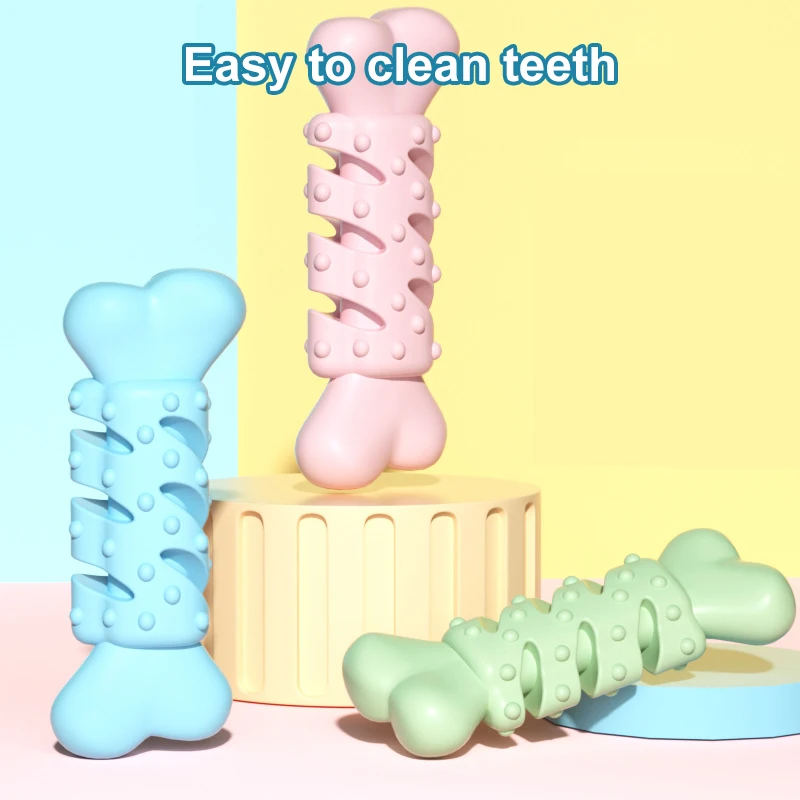 New Arrival Durable Food Grade Nylon Rotatable Bone Design Indestructable TPR Dog Toy Toys Rubber Bone Dog Chew Toys