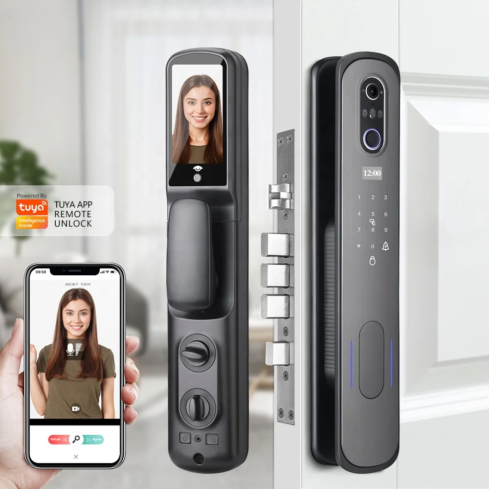 Eseye Smart Home Automatic 3D Face Recognition Tuya Wifi Fingerprint Smart Door Lock Cerradura de puerta inteligente