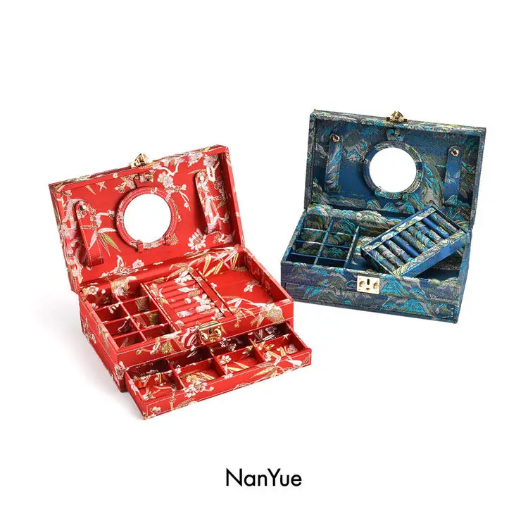 Wholesale Jewelry Organizer Box Bulk Custom Printing Necklace Ring Earring Pendant Packaging Jewelry Storage Case With Mirror