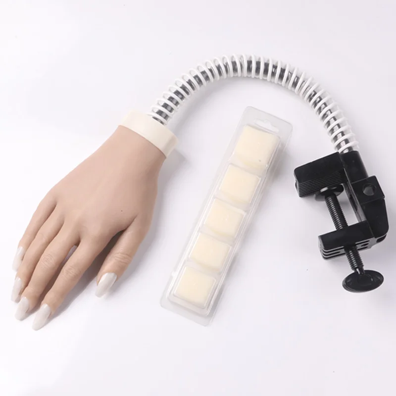 TSZS Adjustable PVC Soft Glue Training Manicure Practice Hand Nail Art False Hand Model With Flexible Arm Holder Tool