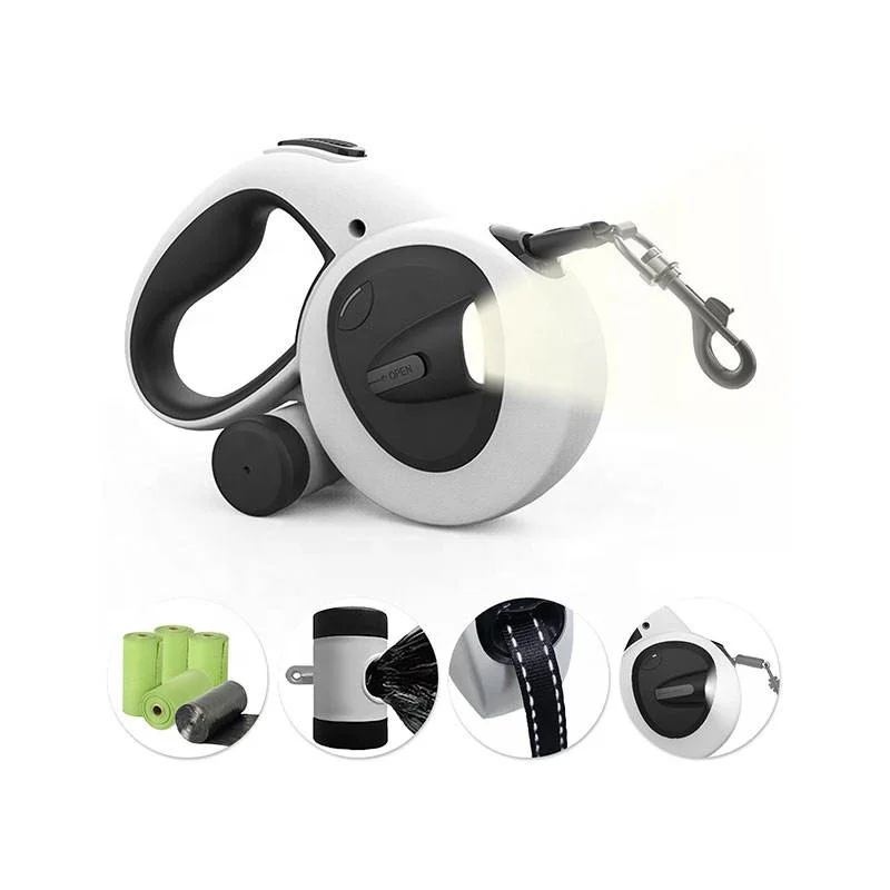 Juice Pet Outdoor Manufacturer Reflective Rope Light-Up Dog Leash Automatic Retractable Dog Leash With Led Light