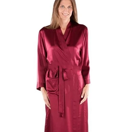 
Wholesale 100% pure silk New Design Popular Silk Cheap Bridesmaid Robe Home wedding use 