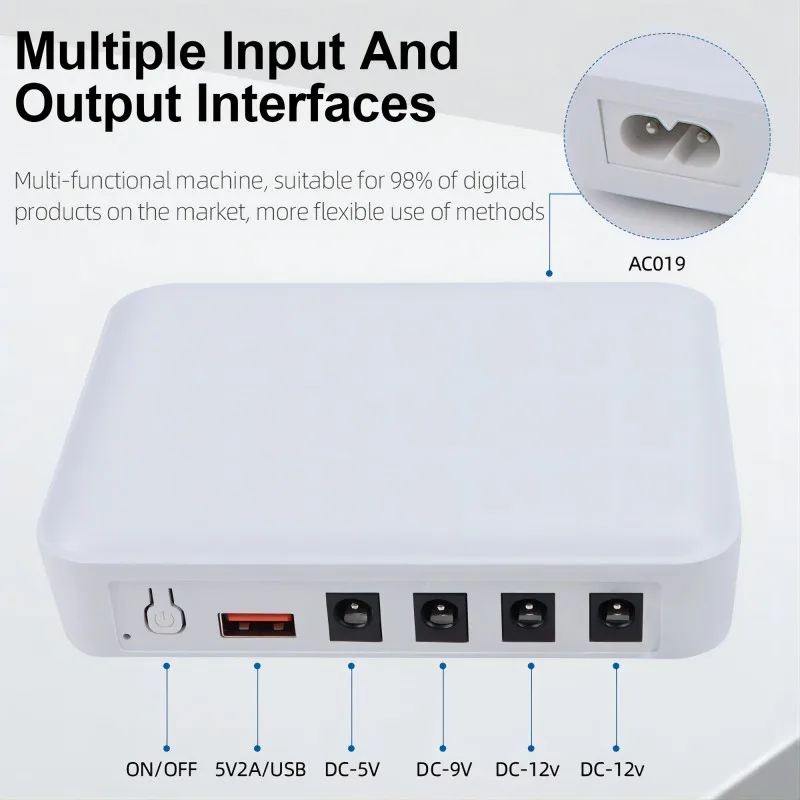 DC 5V/9V/12V литиевая батарея Резервный маршрутизатор Wi-Fi модем переключатель ЖК-дисплей зарядка однофазный вход/выход 220V трехфазный UPS
