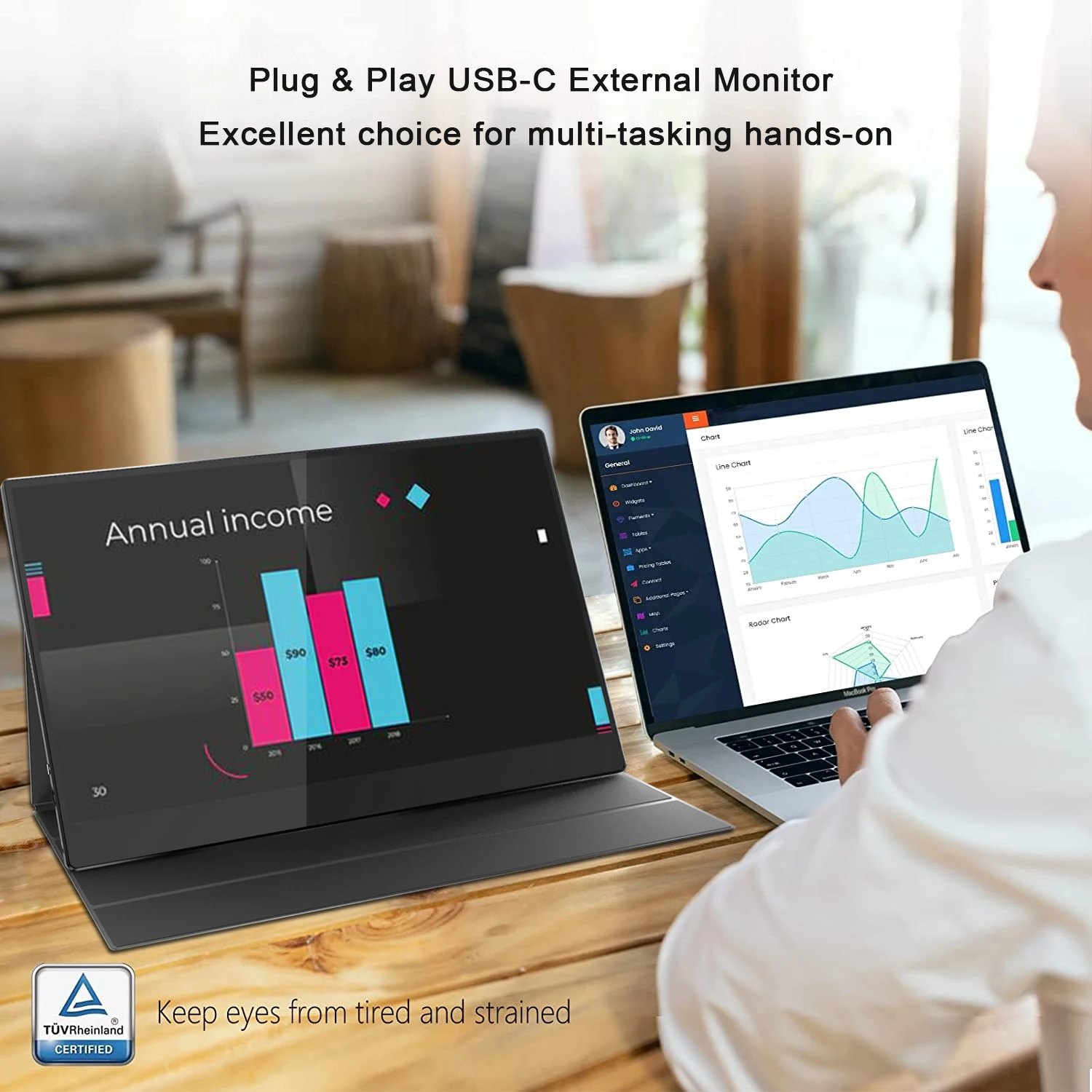 portable touch screen monitor 15.8 Inch IPS Full HD 1080P Screen with Speaker Second Dual Computer Display for MacBook Laptop PC