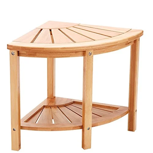 Высокое качество Бамбук Душевая табуретка деревянный шкаф для ванной 2 уровня ванная комната угловая полка для шампуня