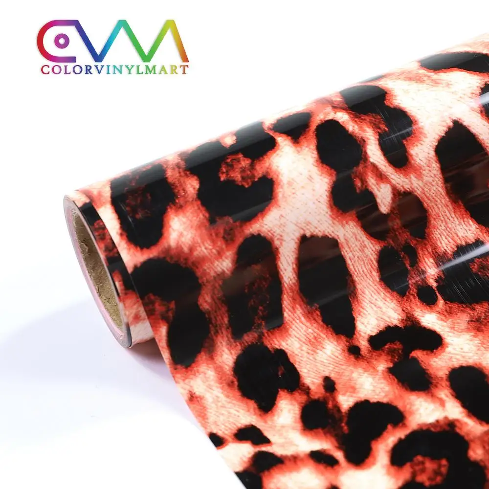  Hot Sale New Product Easy To Weed Htv Pvc Film Camouflage Leopard Print Heat Transfer Vinyl Rolls For Textile clothing