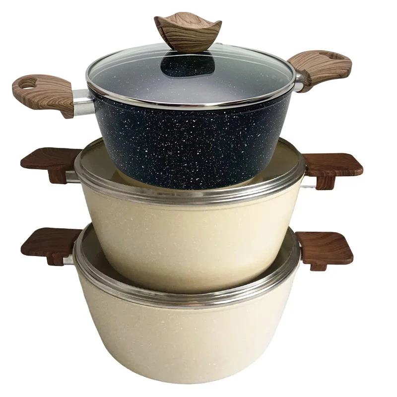 aluminum non stick cookware set non-stick pan granite soup pot set kitchenware no stick casserole set